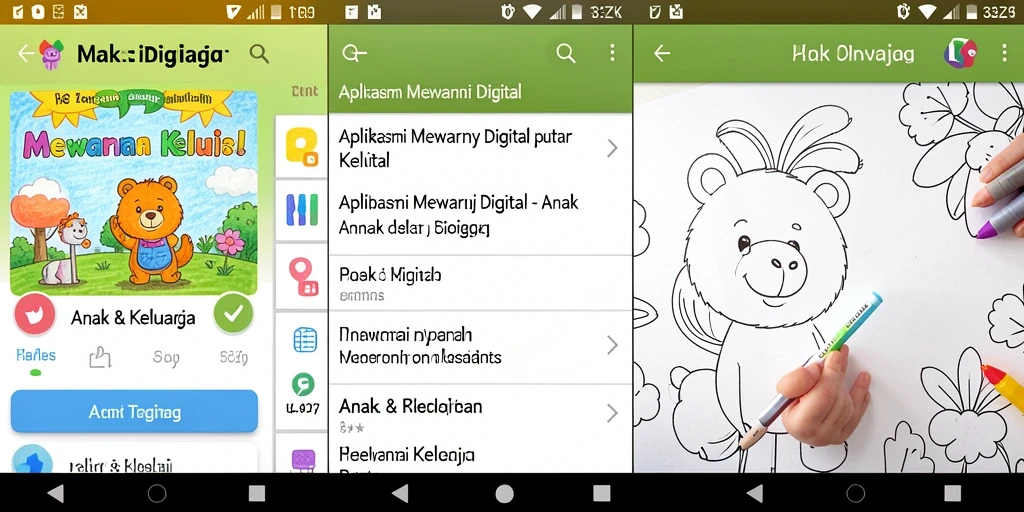 Tampilan antarmuka aplikasi Mewarnai Digital 33ZK yang interaktif.