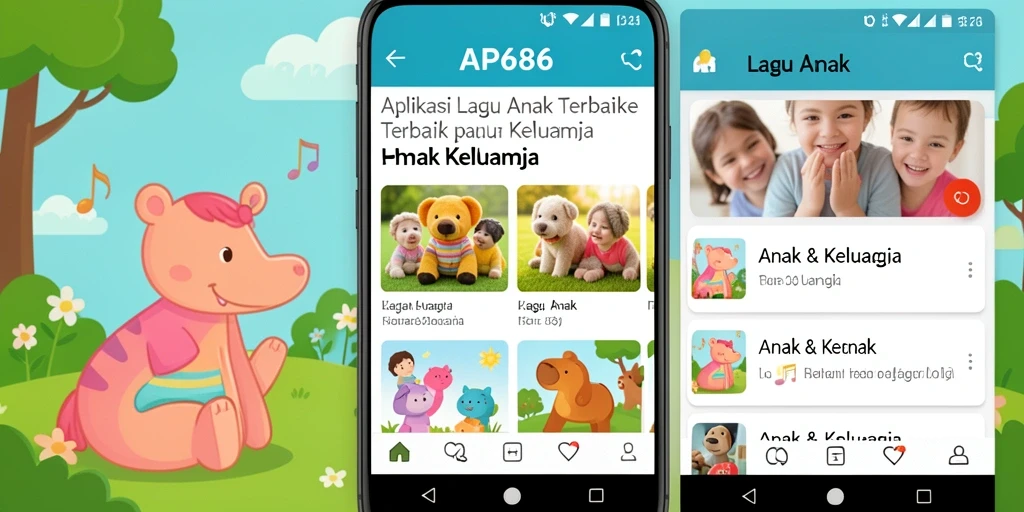 Tampilan antarmuka aplikasi Lagu Anak yang menarik dan ceria.