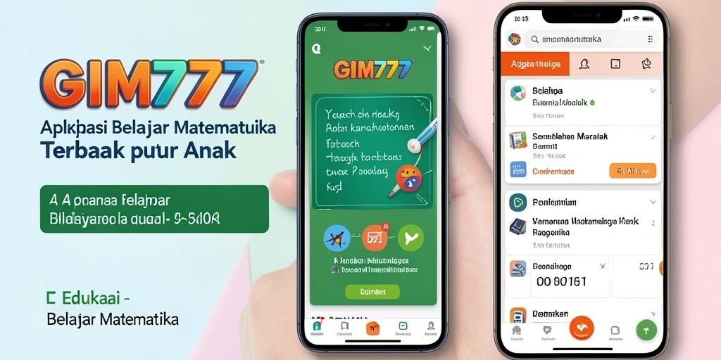 Screenshot utama GIM777 menampilkan antarmuka aplikasi Belajar Matematika yang interaktif.