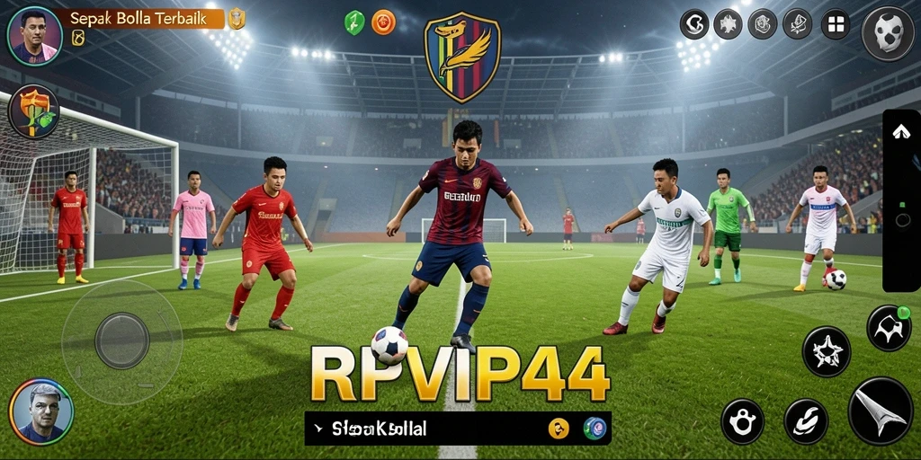 Tampilan antarmuka RPVIP4 yang modern dengan fitur permainan sepak bola.