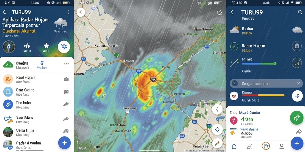 Antarmuka aplikasi RADAR hujan TURU99 dengan fitur canggih.