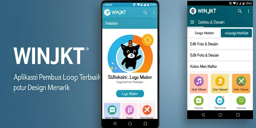 Antarmuka aplikasi WINJKT untuk membuat logo yang kreatif dan menarik.