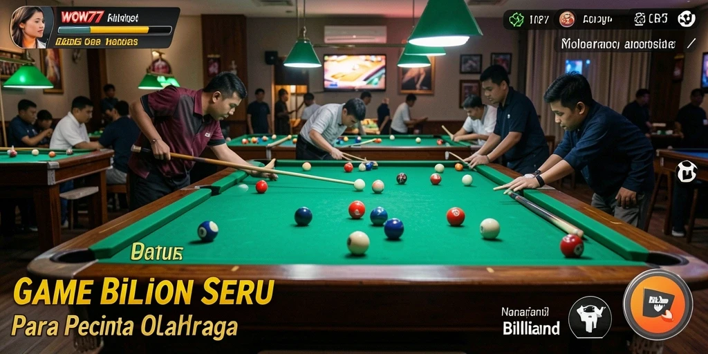 Screenshot WOW77 menunjukkan antarmuka permainan Billiard yang menarik dan interaktif.