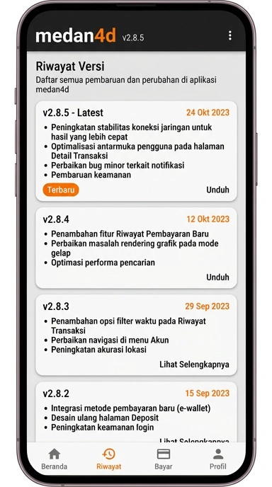 Riwayat Versi Terbaru Medan4D untuk Pengguna Android